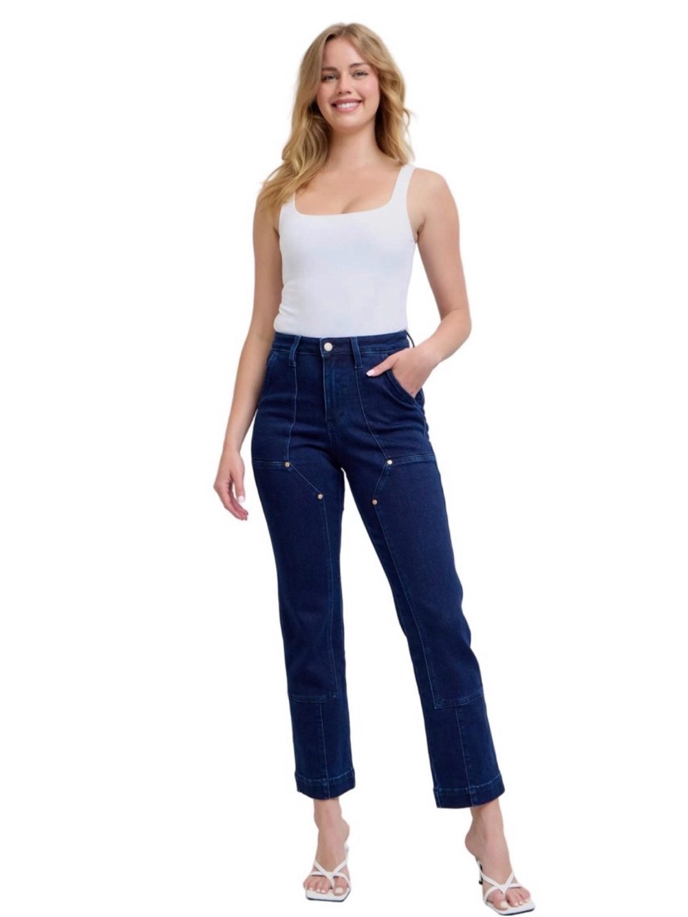 Judy Blue High-Rise Straight Leg Jeans - Dark Blue